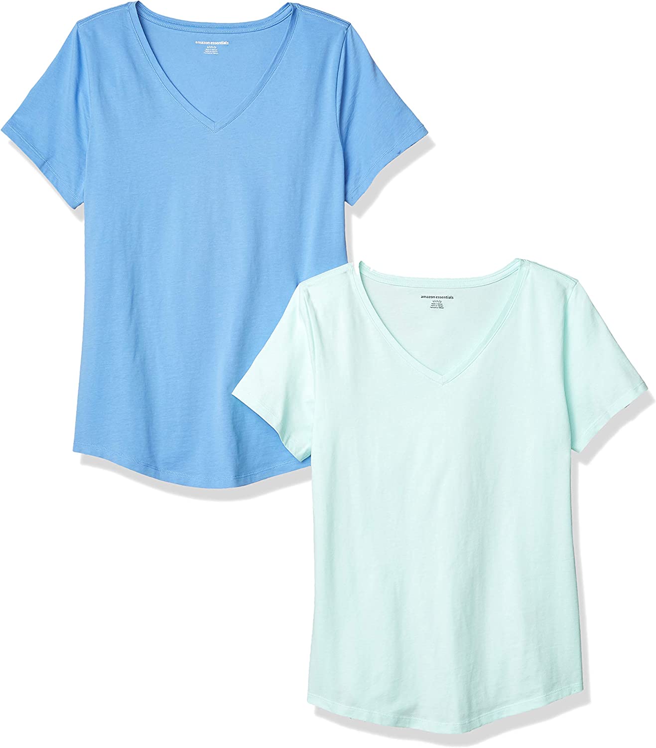 230816040604386_1 Essentials Women's Classic-Fit 100% Cotton Short-Sleeve V-Neck T-Shirt (Available in Plus Size), Pack of 2 - Image 1